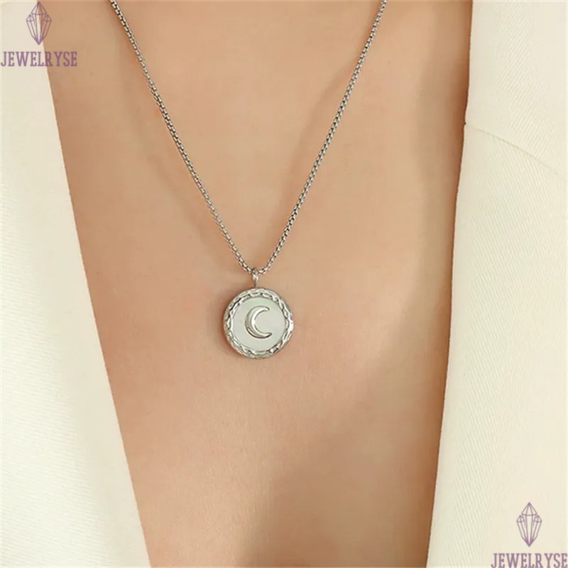 fashion stainless steel 18k gold moon circle designer necklace for woman party pendant luxury necklaces school silver chain choker jewelry birthday fr