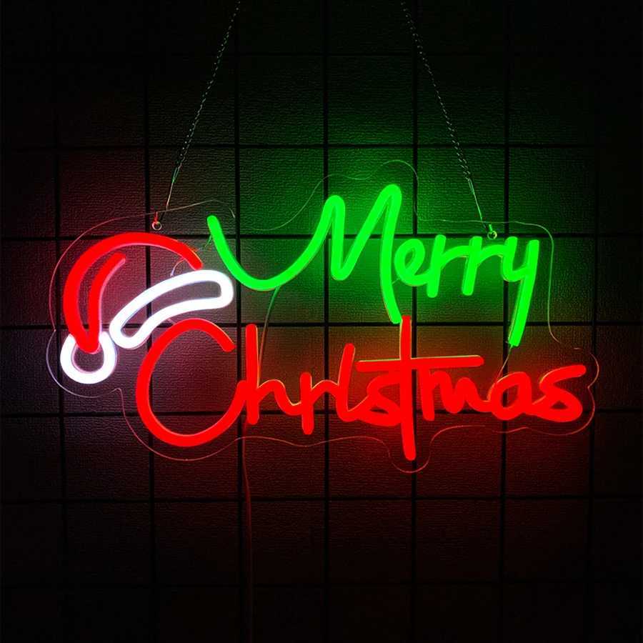 Christmas Neon Signs Hats And Antlers Led Icons Usb Powered Used For Rooms Living Rooms Parties Shops Christmas Art Decor H251201