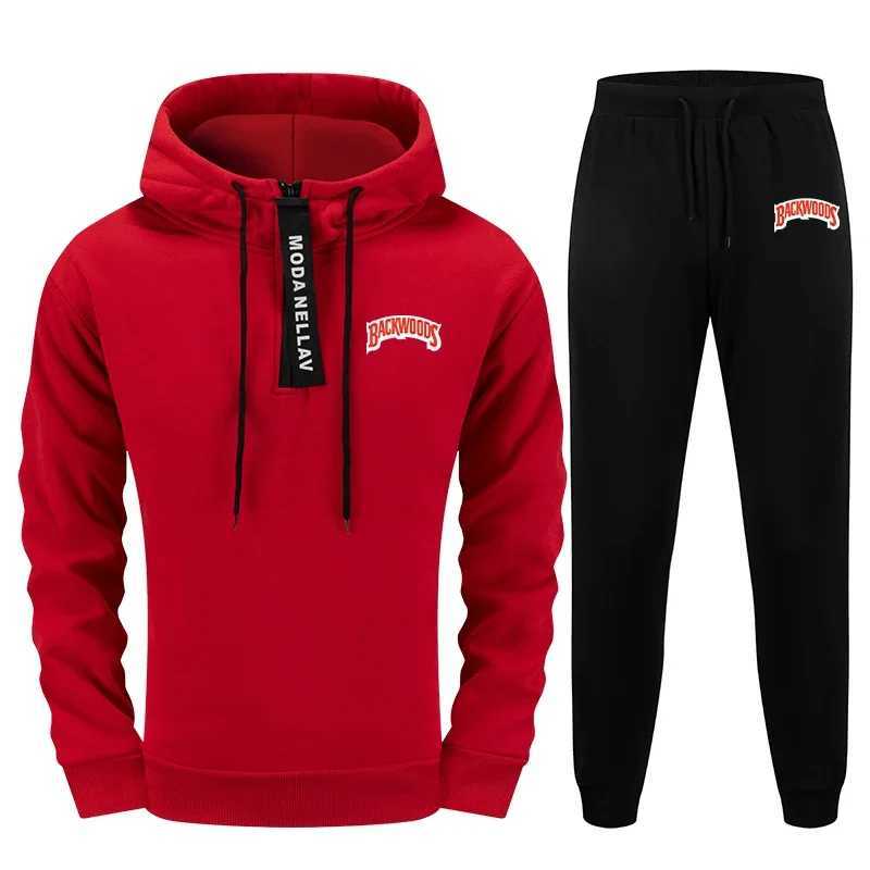 2025 New Release Men Tracksuit Set Urban Streetwear 2 Piece Half Zip Hoodie and Joggers Autumn Winter Fashion Sweatshirt Outfits W251202