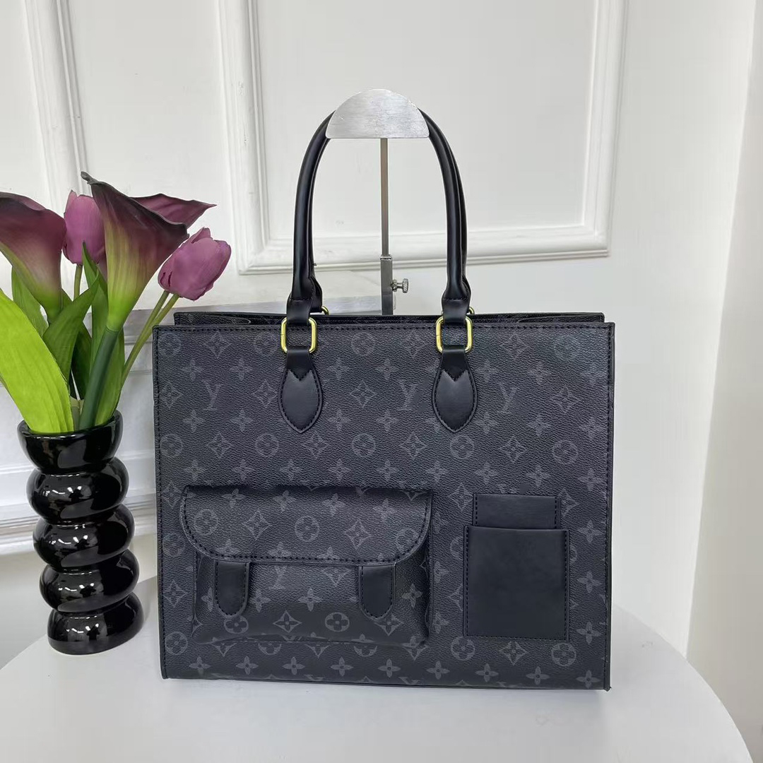 Trendy classic Monogram Checkerboard printing Onthego Gm Tote Bag shoulder crossbody bag With Top Handle & Adjustable Strap, Suitable For Commuting, Shopping,