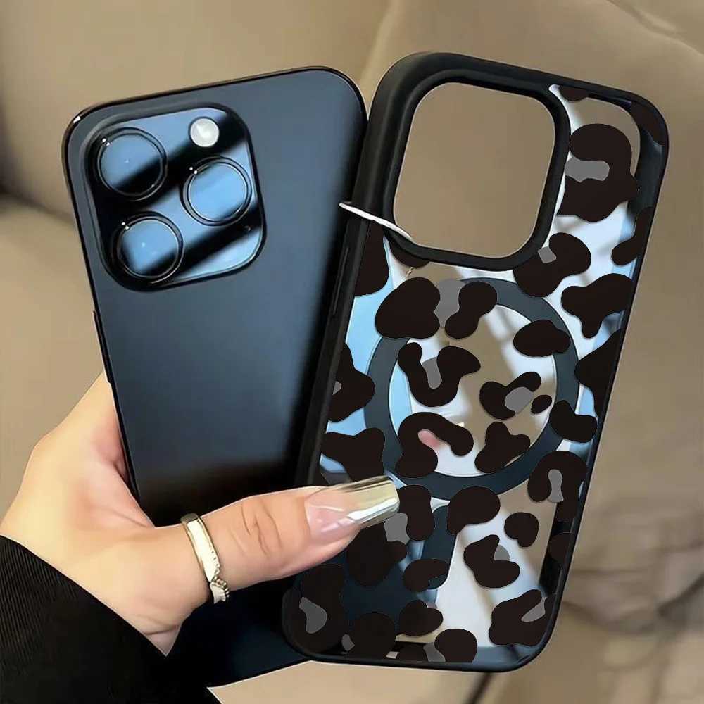LeoPard Print Phone Case For iPhone 17 Pro Max 13 11 15 14 12 16 Pro Max Clear For Magnetic Wireless Charging Cover J251202