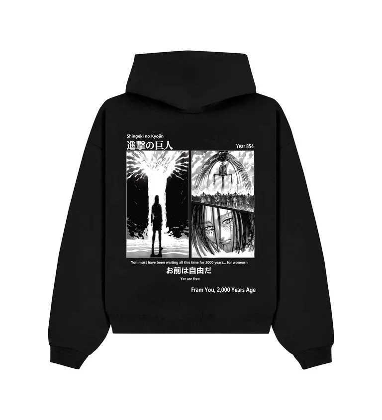 Attack on Titan Japanese Anime Printed Pure Cotton Hoodie for Men and Women Oversized Loose Retro Autumn and Winter Hoodie Tops J251203
