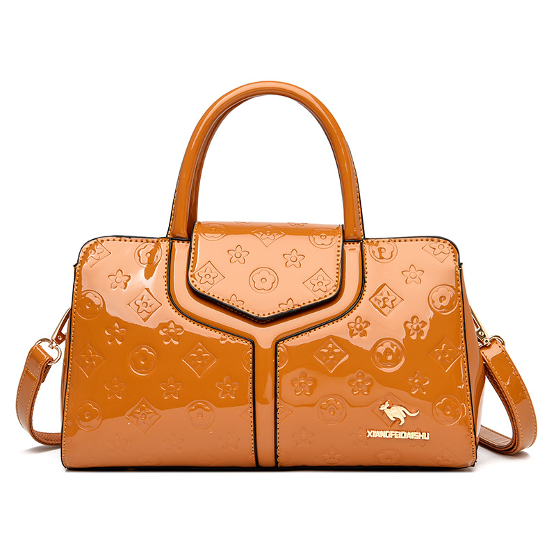 Luxury Bag Women's 2025 New Arrival Patent Leather Handbag with Glossy Finish & Embossed Design - Premium Quality Elegant Shoulder Bag