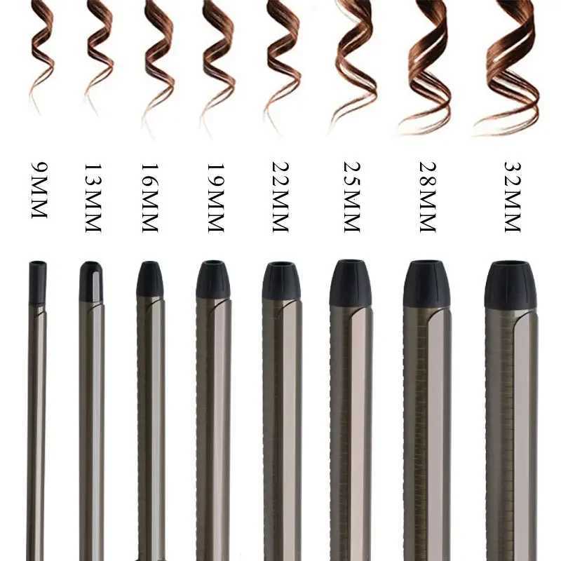 Professional Ceramic Hair Curler Rotating Curling Iron Wand LED Wand Curlers Hair Styling Tools 240V EU Socket C251202