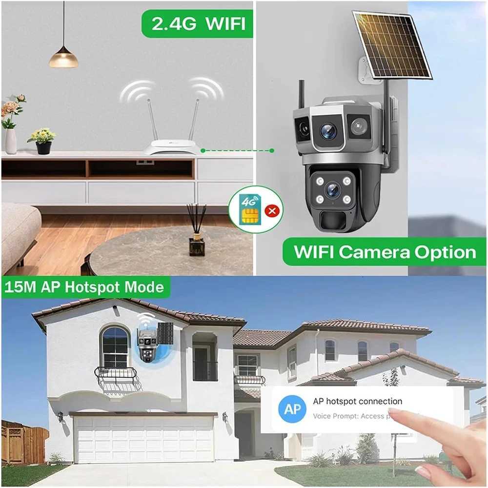 V380pro 12MP 6K WIFI Camera Solar PIR Human Detection Night Vision Waterproof Security Video IP Camara Battery CCTV Monitor C251202