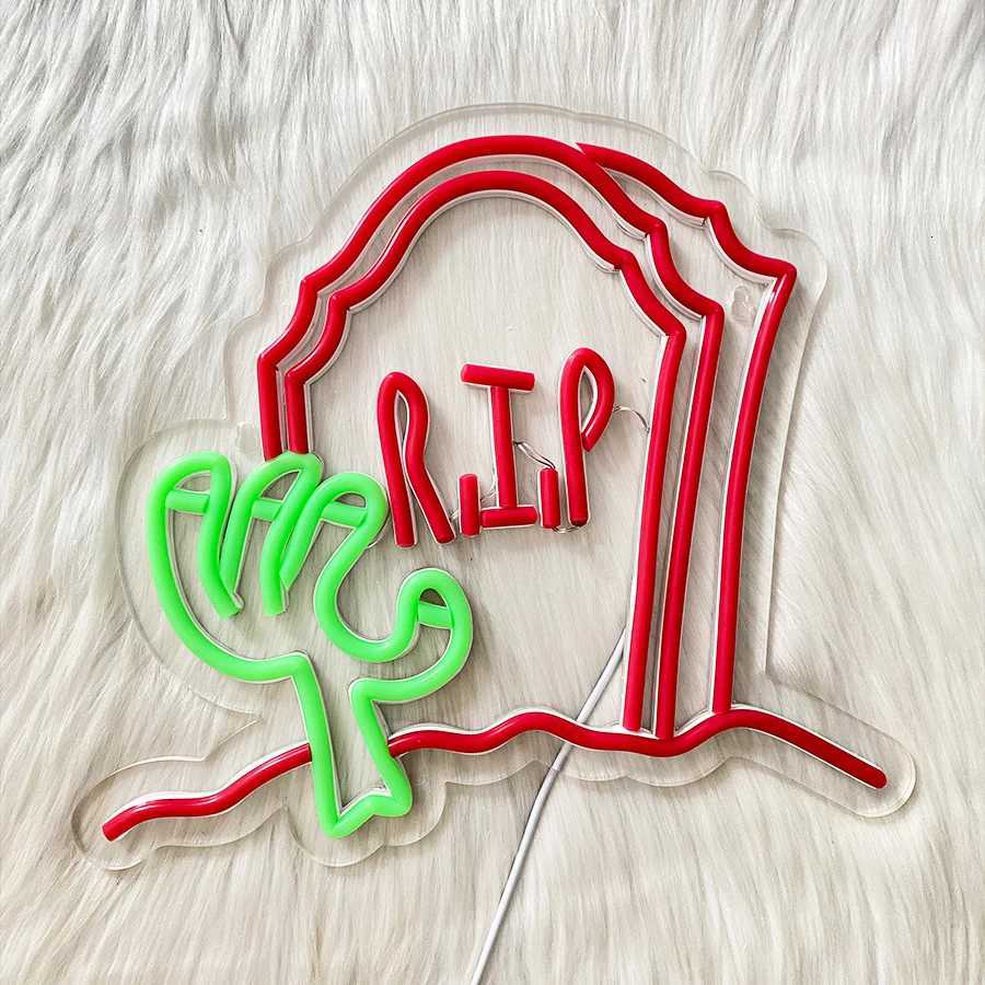 Haunted House Led Neon Sign Weird Tombstone Icon Used For Bedroom Game Room Man Cave Halloween Art Decor Usb Powered H251201