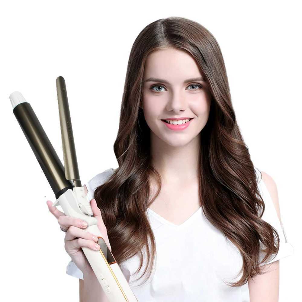 Ushow Curling Iron with Tourmaline Ceramic Technology and Digital Controls with Heat Resistant Silicone Mat C251202