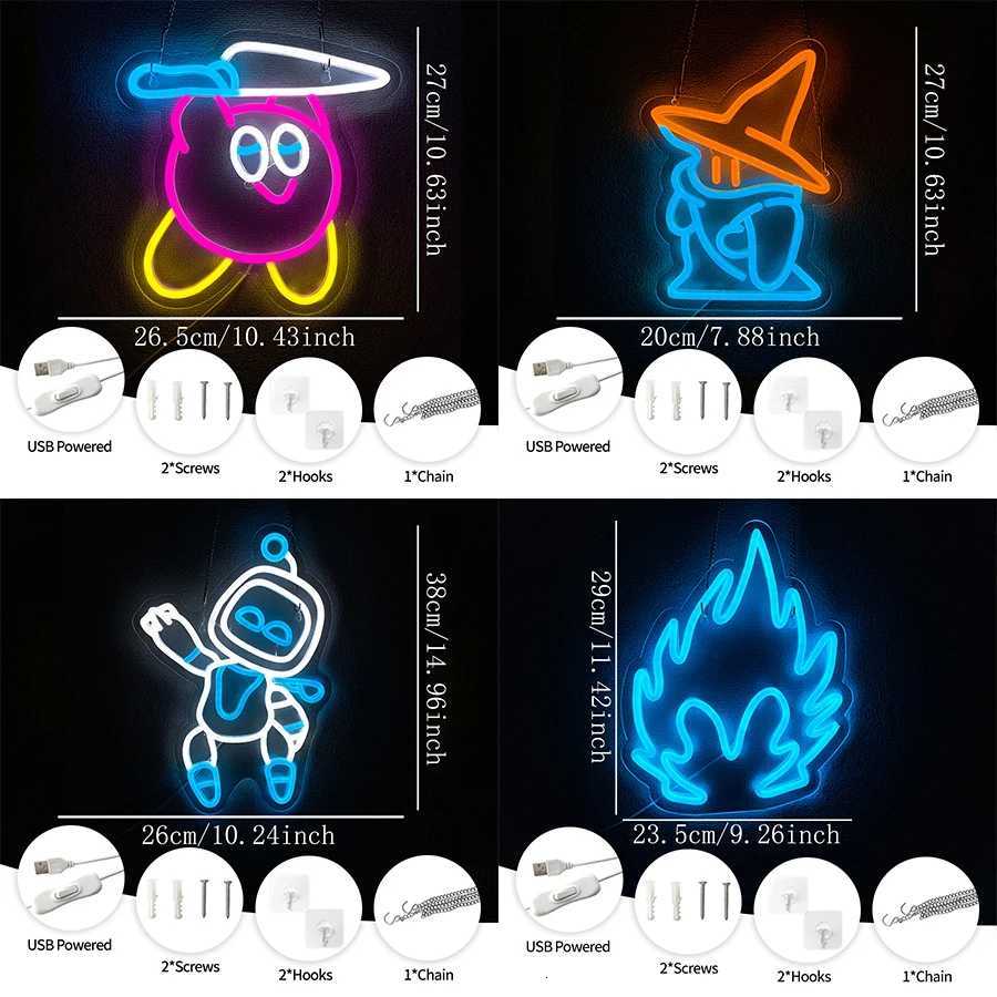 Animation Theme Neon Sign Cartoon Characters Led Luminous Icon Wall Lamp Usb Powered Game Room Bedroom Club Man Cave Decor H251201