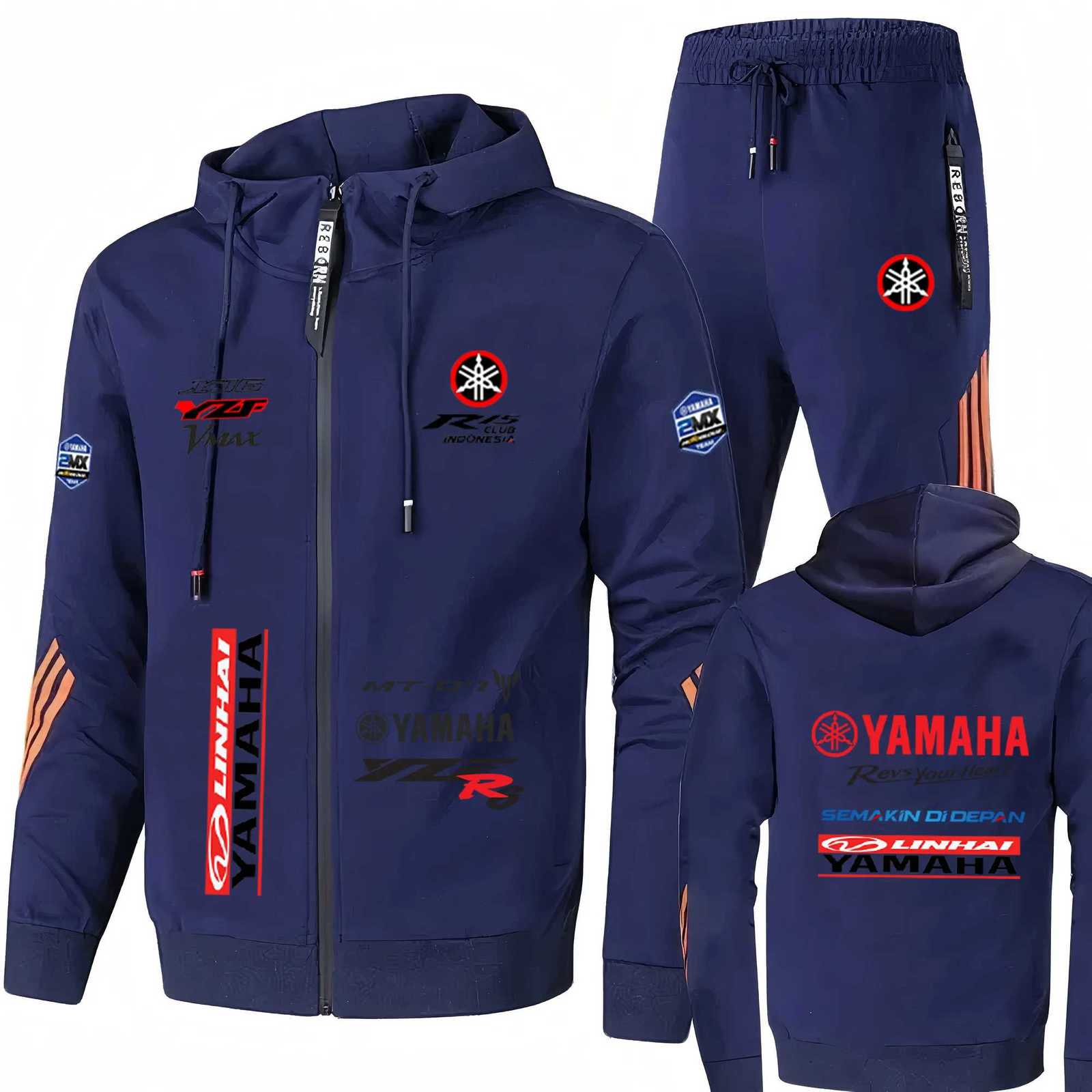 YAMAHA Motorcycle Mens Two Piece Clothes and Pants Set for Morning Running Sports and Leisure Outdoor Fishing Windproof W251202