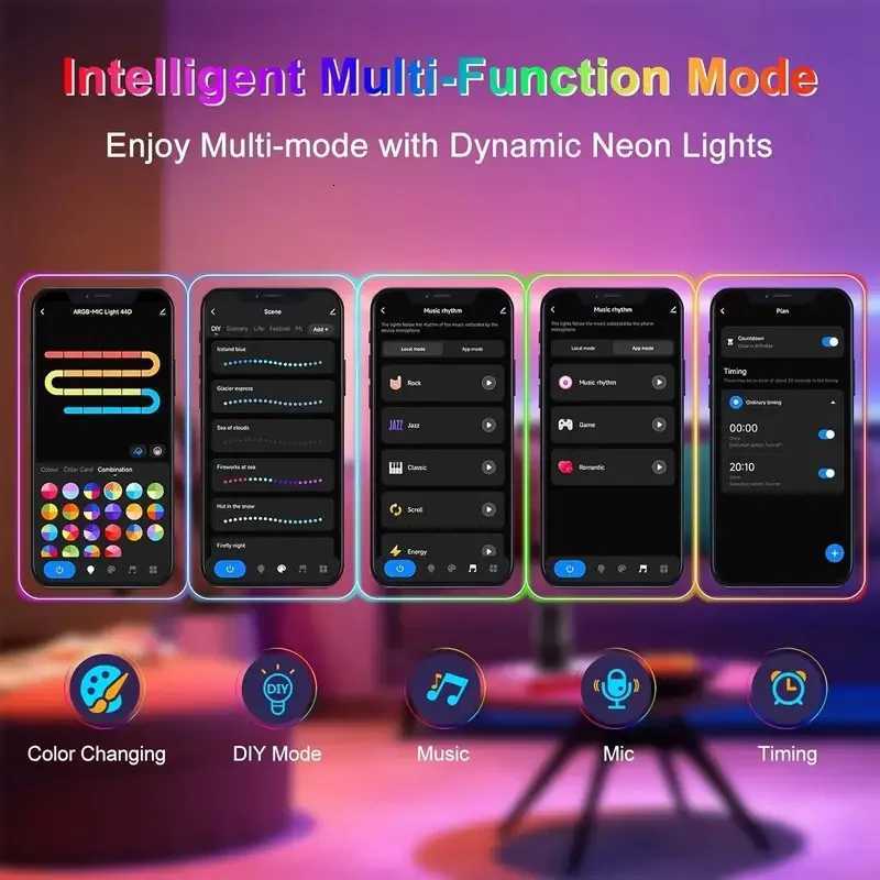 DC24V RGBIC Neon LED Strip Waterproof Bluetooth Music Sync 5-20M Flexible Neon Silicone Rope Light Festive Chasing Atmosphere H251201