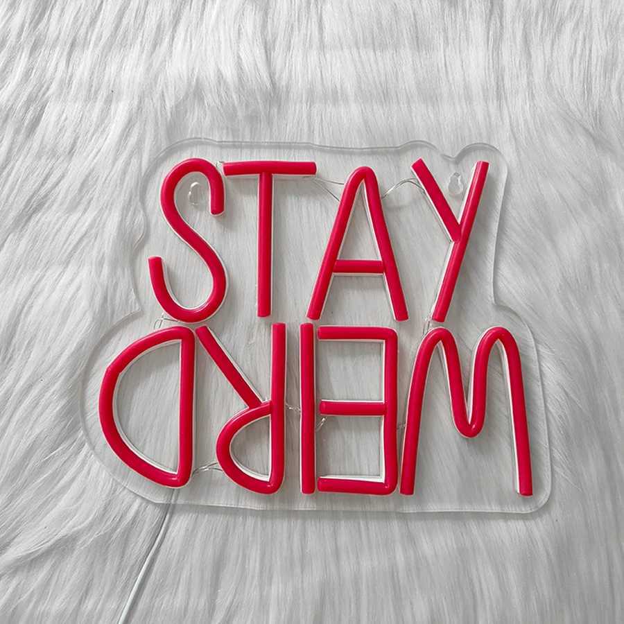 Stay Weird Led Neon Sign Red Led Letter Icon Used For Room Horror Cinema Haunted House Bar Club Decor Usb Powered H251201