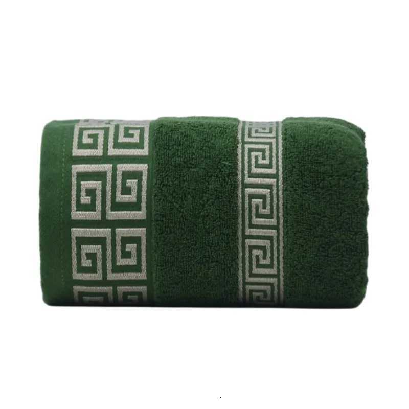 Large Cotton Bath Towel 140x70cm Jacquard Embroidered Bathroom Geometric Oversized Gift Bathroom Towel Shower Cover Green Black Y251202