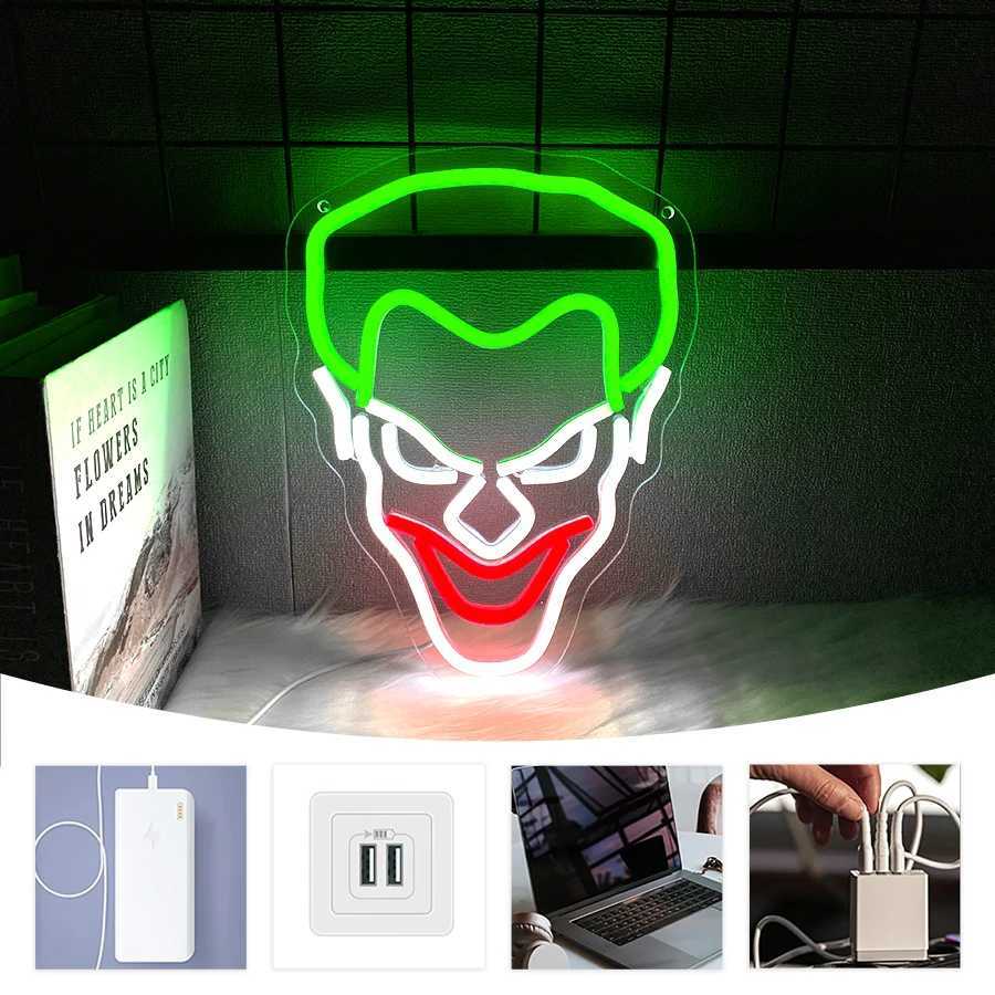 Clown Face Neon Sign Movie Luminous Wall Decor Usb Powered Used For Room Bar Club Game Room Halloween Party Wall Lamp H251201