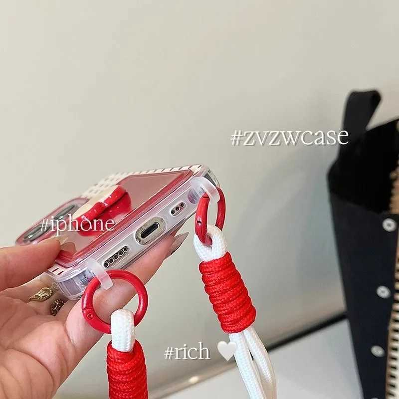 For iPhone 16 Pro Max 15 Pro 14 Plus 13 Mini 12 11 X XS XR 7 8 SE Cute 3D Face Card Holder Cartoon Phone Case With Lanyard J251202