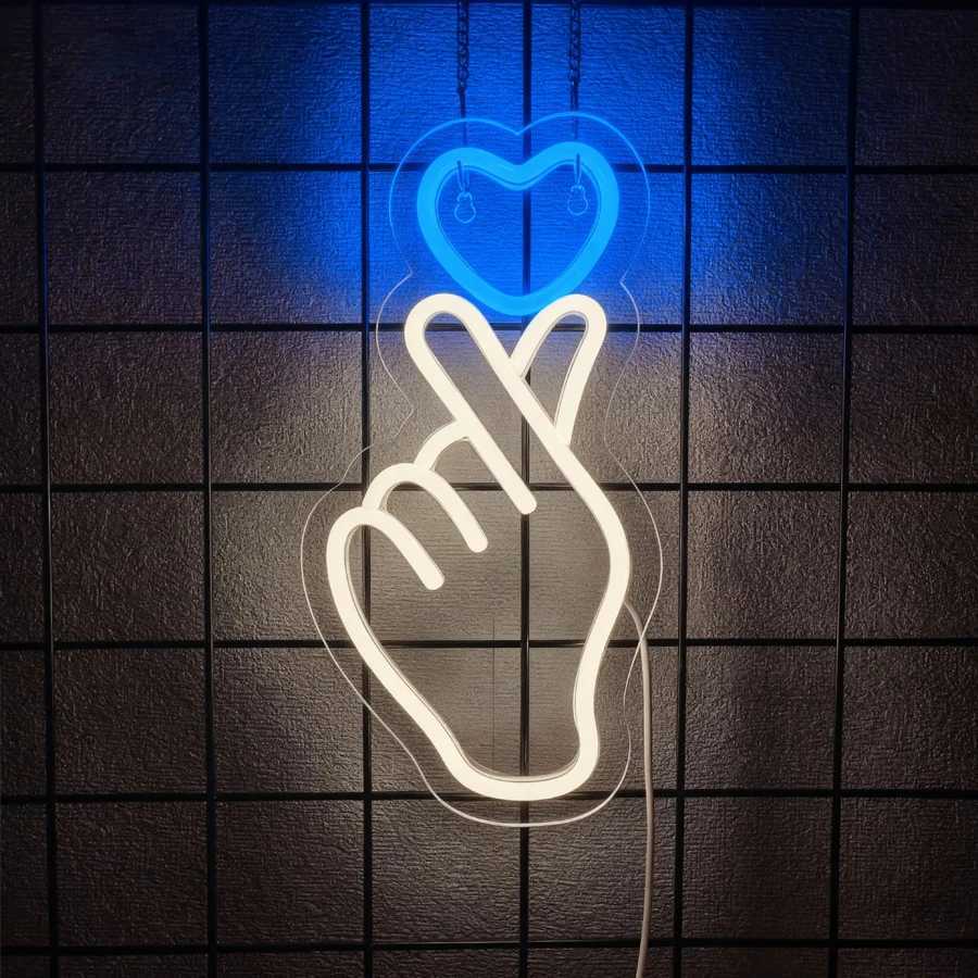 Finger Led Neon Sign Hand-Than-Love Icon Girls Dormitory Decor Bar Wedding Proposal Party Wall Lamp Christmas Gift H251201