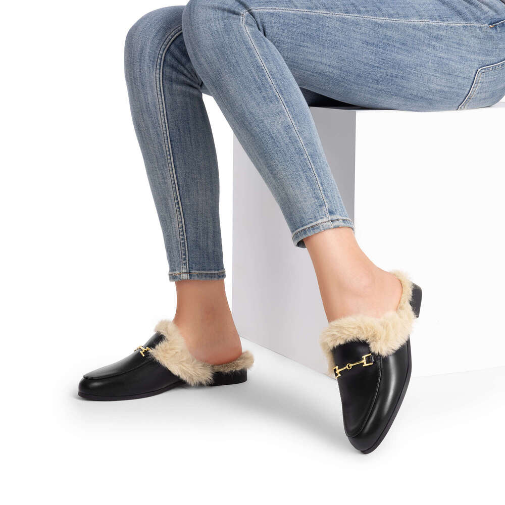 Slippers Mule Leather Slipper Designer Princetown Shoes Luxury Mules Mens Womens Genuine Leather Velvet Loafers with horsenbit Men Women Slip On Flats