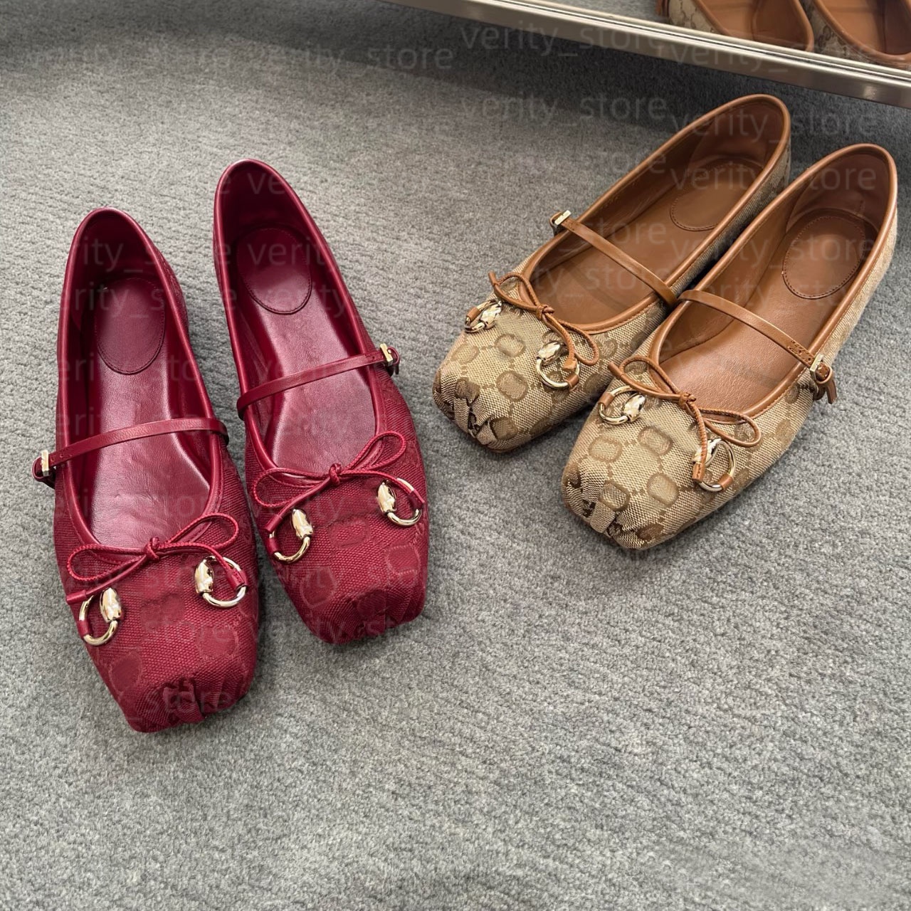 New Quality Round-toe Ballet Flats dress shoes Mary Jane flat strap buckle Leather loafers womens leather outsole Luxury designer heel shoes Black Red 35-40