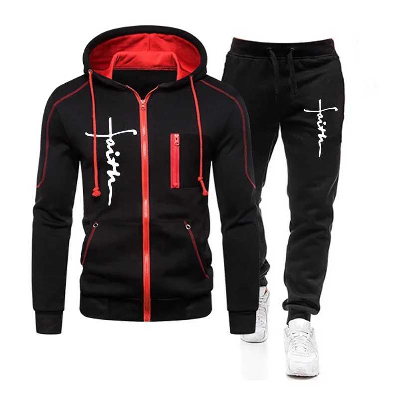 Outdoors Daily Mens Clothing Casual High Quality Autumn Winter Hoodie Jogging Sports Single Piece Zipper Jacket and Sport Pants W251202