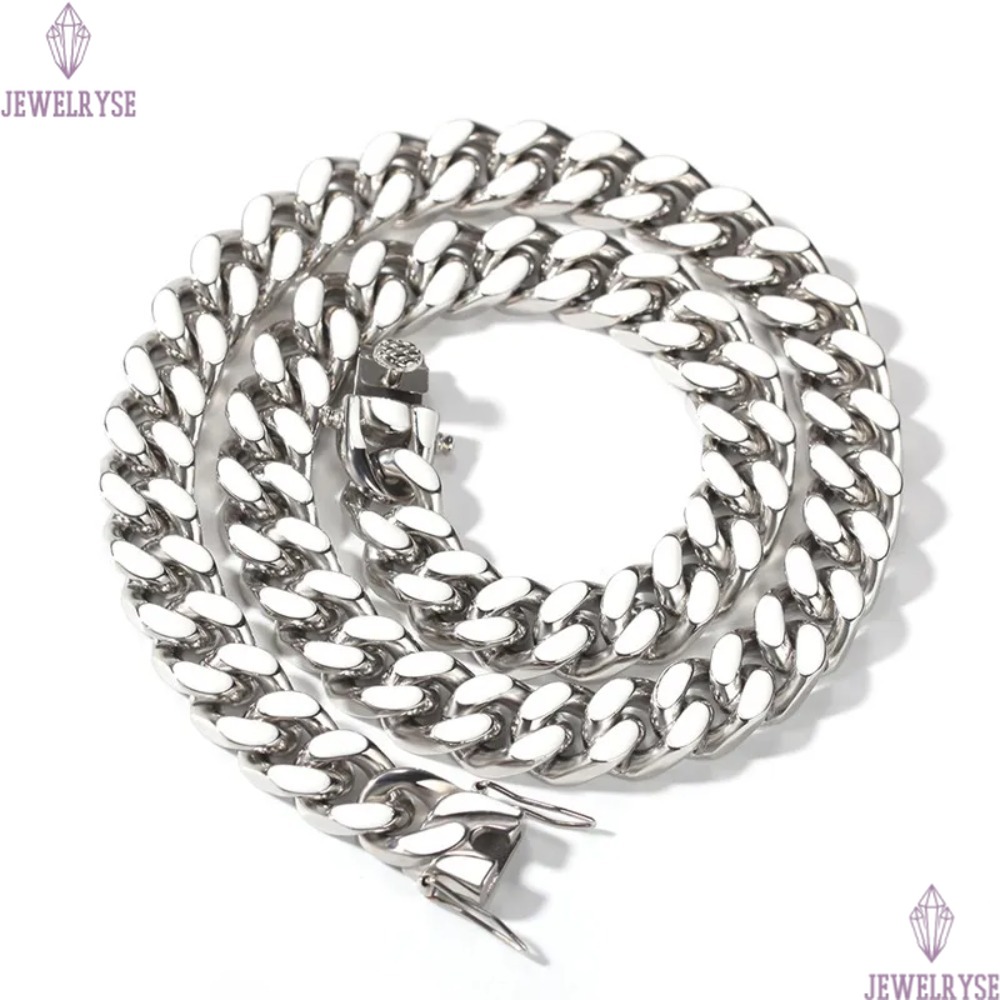 20inch stainless steel Miami cuban link chain gold necklace mens silver chain for man colorful enamel White Green Orange Blue Chains Necklaces Woman H