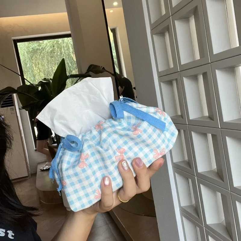 Creative Desktop Decoration Tissue Storage Bag Bow Mti pose Tissue Box Handbag Drawstring Storage Bag He H251201