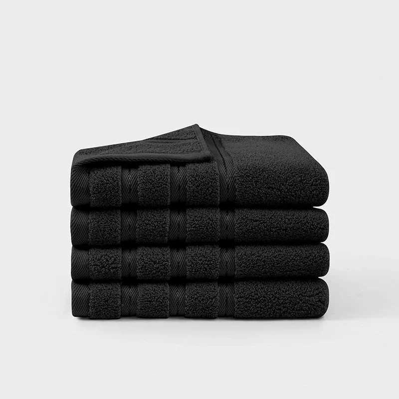 Pure Cotton Face Towel Terry Bathroom Strong Absorbent Soft Skin-friendly Adult Towels 3575cm Black Color Drop Shipping 1pc Y251202