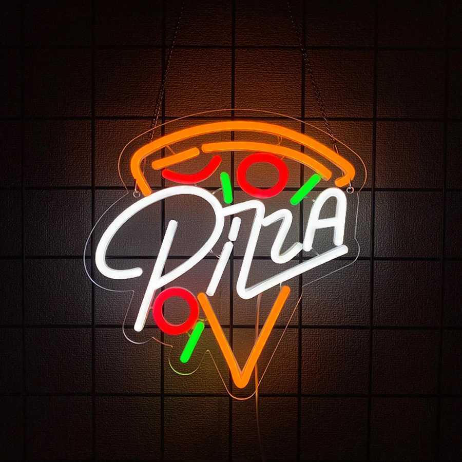 Fast Food Led Neon Sign Gourmet Pizza Icon Family Restaurant Recreation Room Food Theme Party Decor Pizza Lovers Gifts H251201