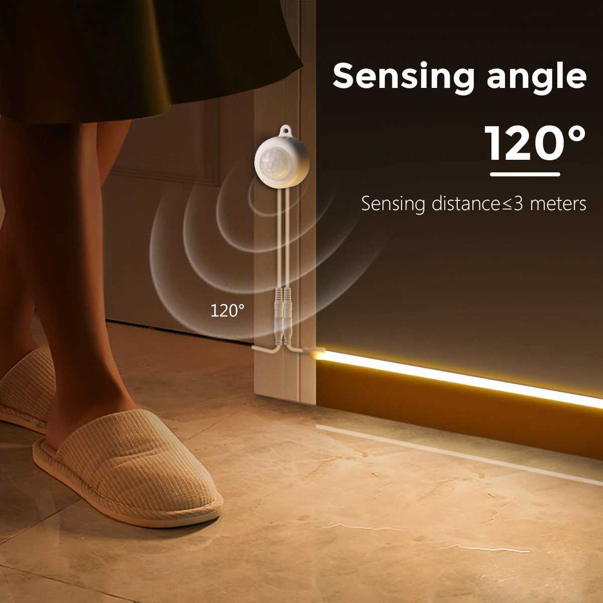 Bedroom Bedside Night Sensor Neon Light PIR Motion Sensor Silica LED Strip Lamp 2m 3m 5m 10m Human Body Induction Detector Lamp H251201