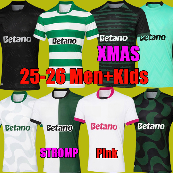 G. QUENDA C.RONALDO SPORTING LISBONA 25 26 Stromp Christmas Kit TRINCAO soccer jerseys G. HARDER 2025 2026 O. DIOMANDE G. INACIO CP pink football shirt Men Kids kit top