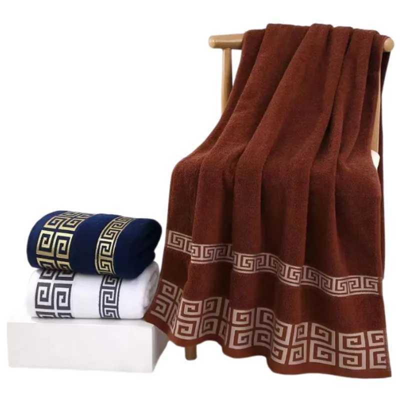 70x140cm Cotton Bathroom Big Towel Cover Oversized Embroidered Luxury Shower Towel Cover Brown Blue White Gift Towels Y251202