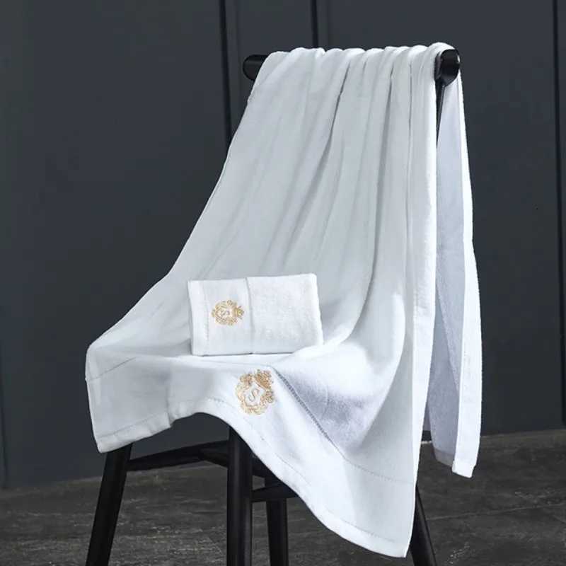 2PCS Set Bathroom White Cotton Towel Set Letter Embroidered 1PCS Hand Towel 3374cm 1PCS Bath Towel Gift For Men And Women Y251202