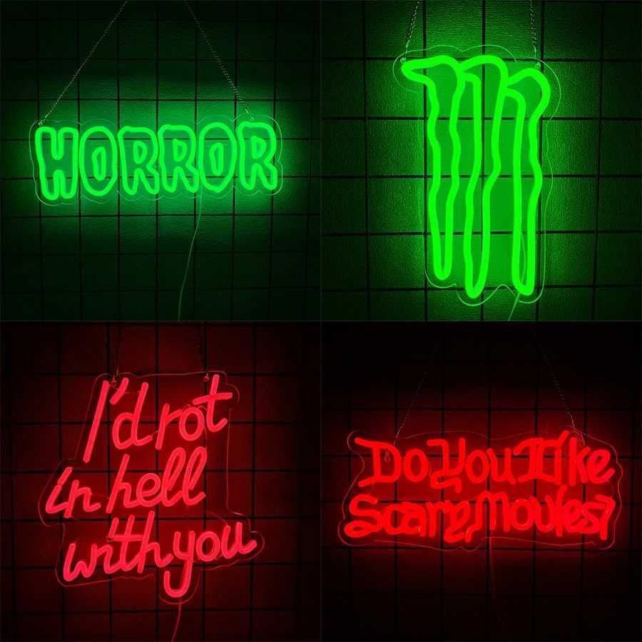 Halloween Theme Neon Signs Led Letter Icons Used For Room Horror Cinema Haunted House Adventure Bar Club Wall Decor H251201