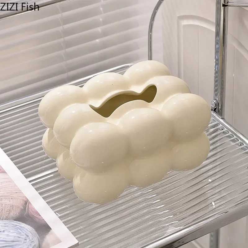 Creative Bubble Ceramic Tissue Boxes Cotton Candy Shape Porcelain Paper Towel Case Coffee Table Desktop Tissue Box Modern Decor H251201