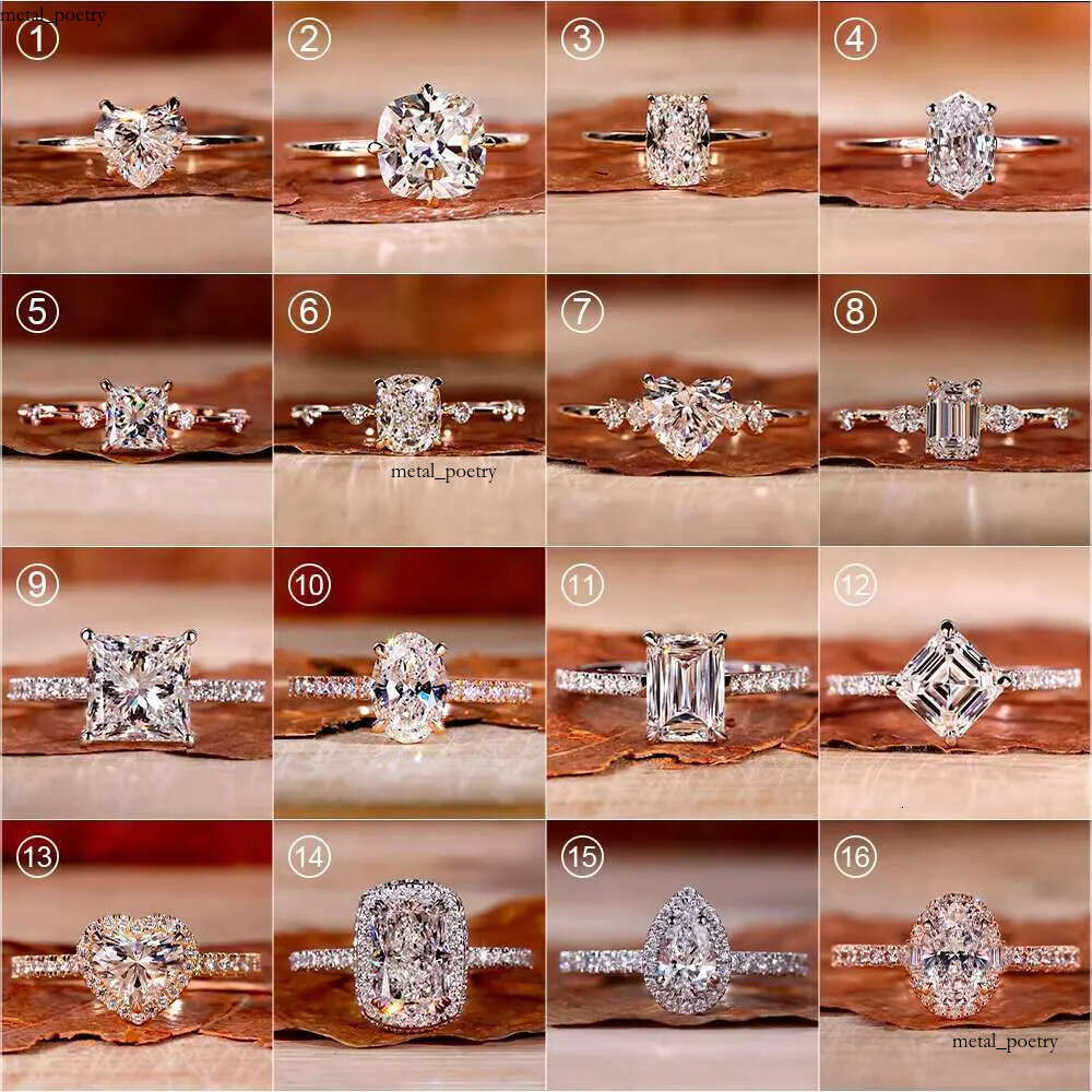 Wholesale 10K 14K 18K Vvs Moissanite Engagement Rings Women 925 Silver Diamond Emerald Radiant Oval Cut Gold Ring Jewelry