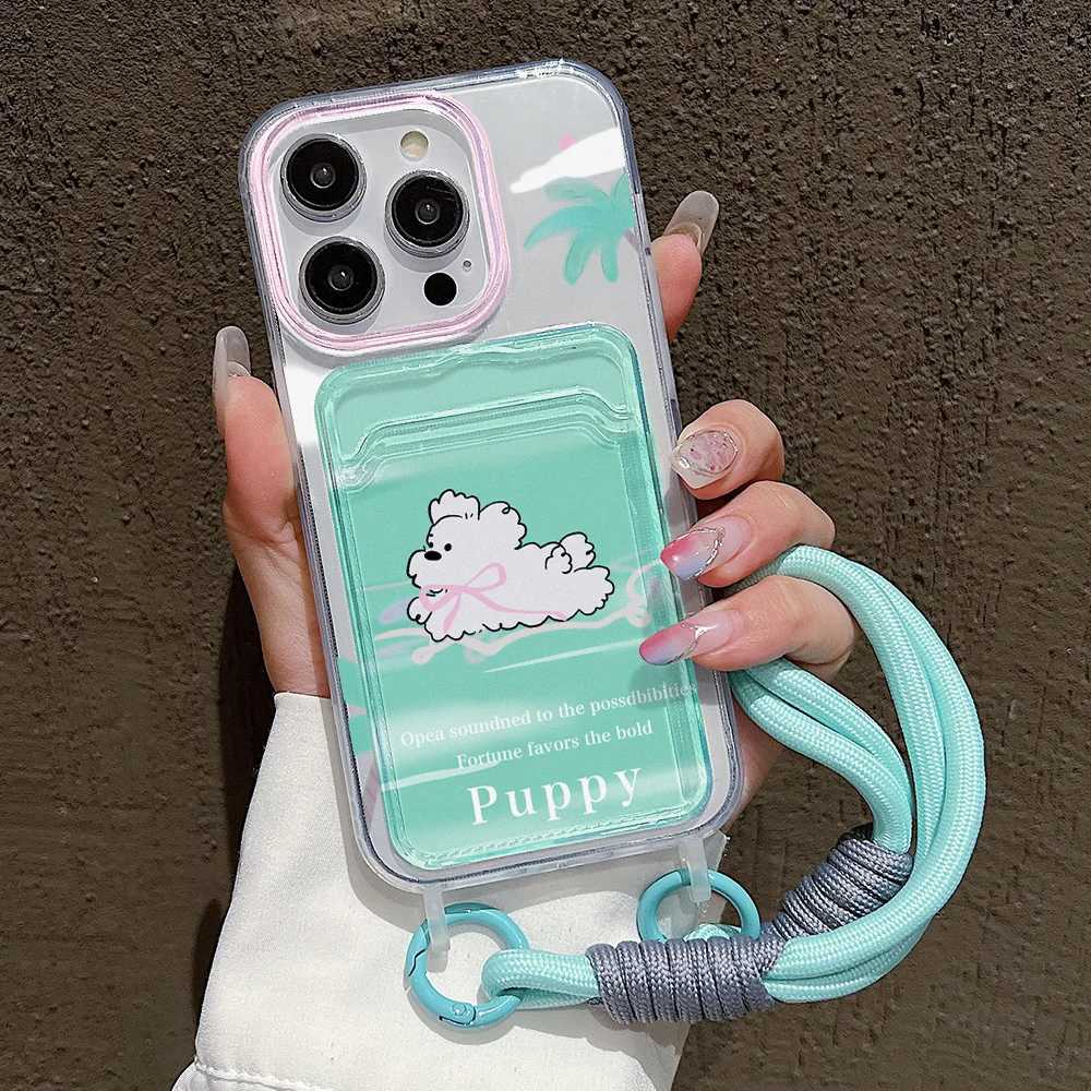 Cute Cartoon Phone Case For iPhone 11 Case iPhone 16 15 13 12 14 Pro Max 7 8 Plus XR X XS SE 2 3 Wrist Chain Soft Card Bag Cover J251202