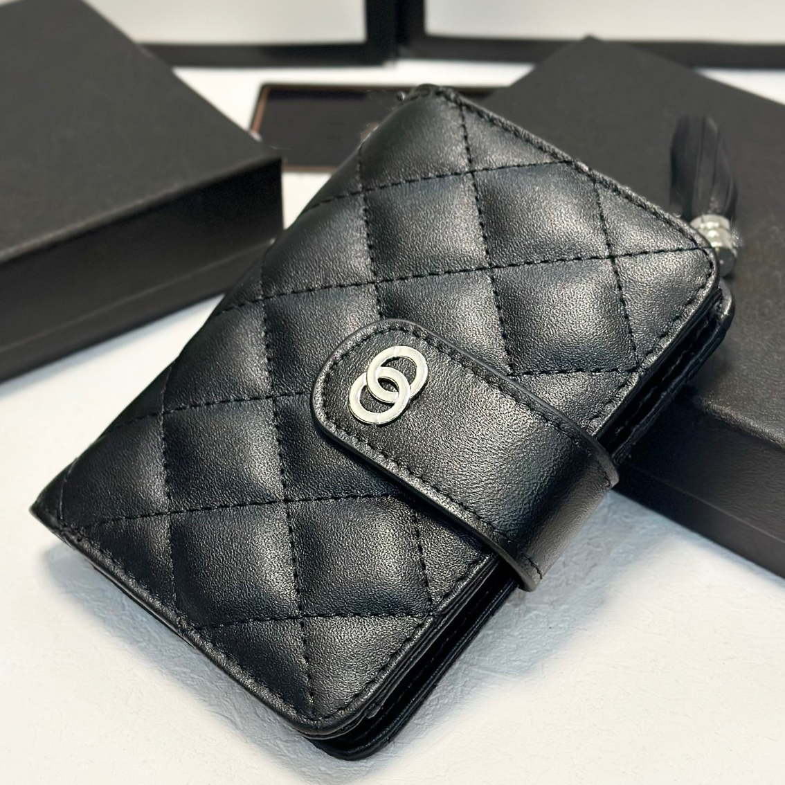 Designer High Quality Caviar Pattern Short Women's Card Clip Mini Handheld Long Wallet Sophisticated Mini Handbag Style Female Clutch Pocket Organizer