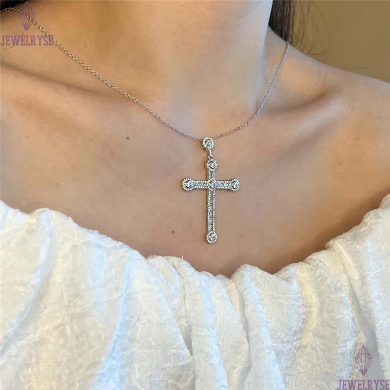 luxury gold cross necklace designer for woman 925 sterling silver pearl diamond pendant necklaces jewelry O link chain 5A zirconia womens choker frien