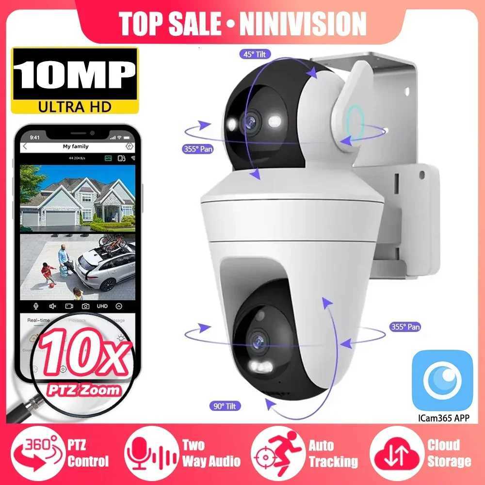 10X PTZ Zo 5K 10MP Dual Lens WiFi Security Camera 360 PTZ OutDoor With ICam365 Two-Way Au Motion Tracking Local Storage C251202