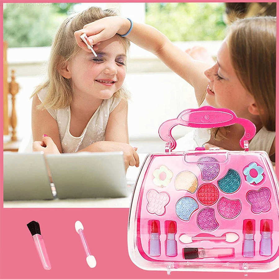 Disney Princess Make Up Box Play House Toy Girls Eye Shadow Makeup Cosmetics Handbag Birthday Christmas Gift for Kids Party Cosplay H251202