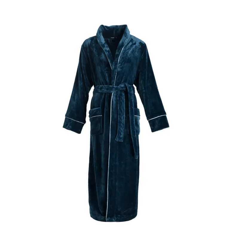 New Arrival Thickened Coral Fleece Bathrobe - Autumn Winter Flannel Long Sleepwear Men Female Couple Warm Nightgown Loungewear C251202