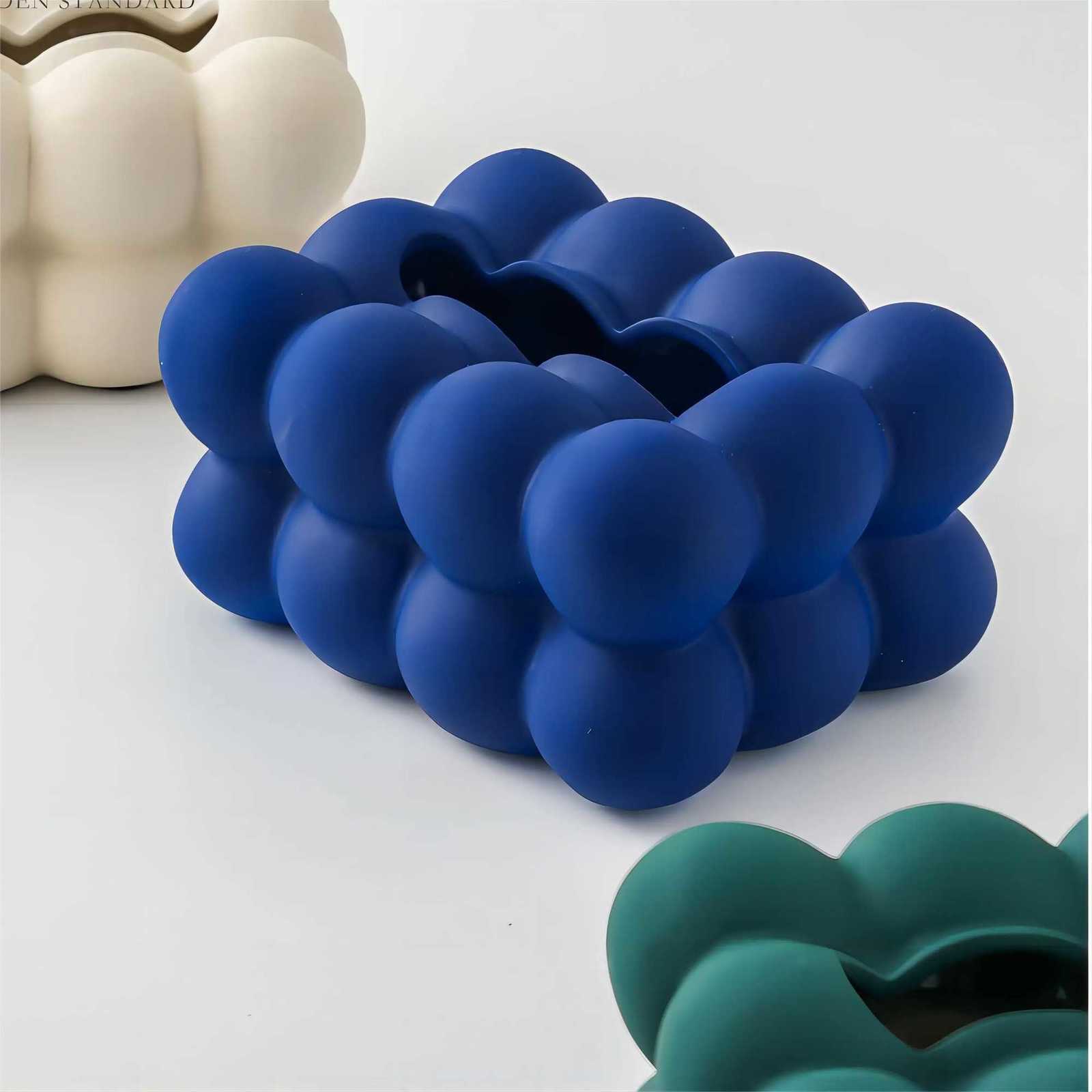 Klein Blue Tissue Box Ball Shape Luxury Facial Napkin Case Tissue Holder Organizer Blue for He Living Ro Desktop Decor Gift H251201