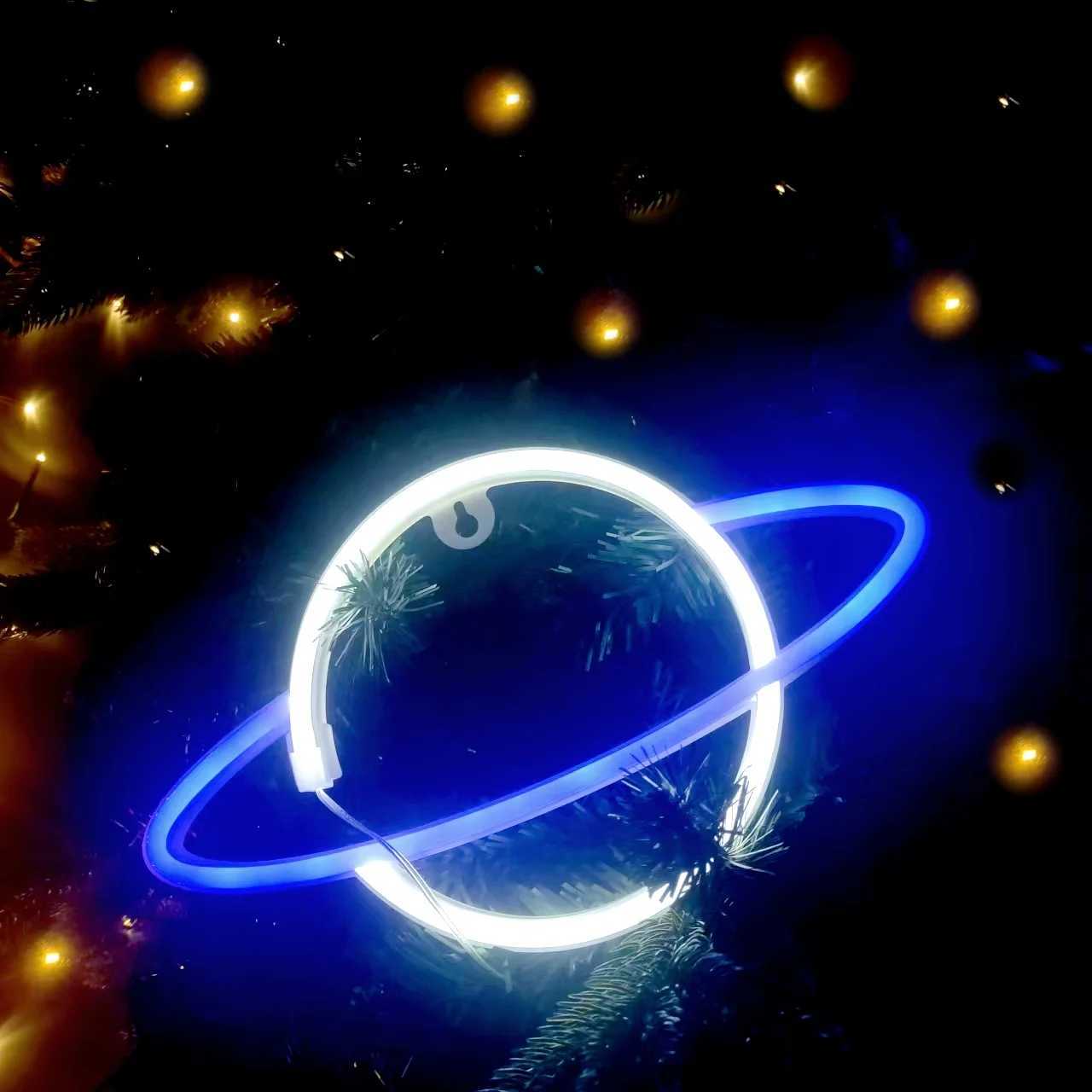 1Pc Planet Shape Neon LightUsb or Battery PoweredFor Game RoomBedroomPartyBirthday ArrangementGiftsBattery Not Included H251201