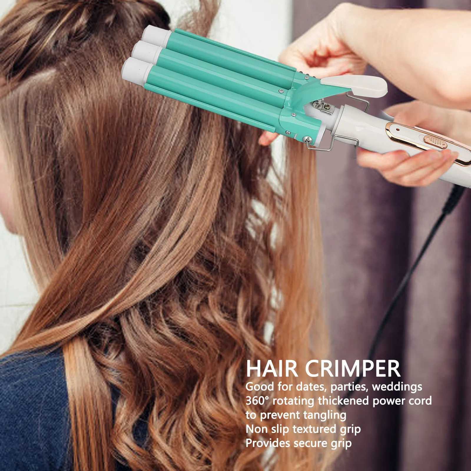 Hair Curling Iron Wand Hair Waver Curling Iron Adjustable Temperature Versatile Rotating Cord Hair Crimper for He C251202