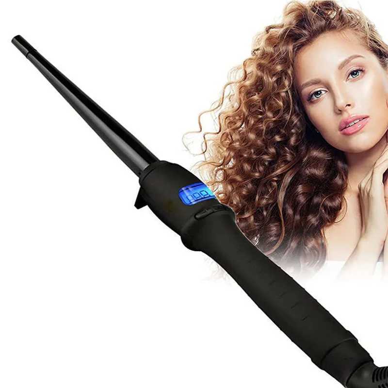 Professional Ceramic LCD Display Electric Curling Iron Wand Negative Ion Technology Mti-Temperature Hair Curling C251202