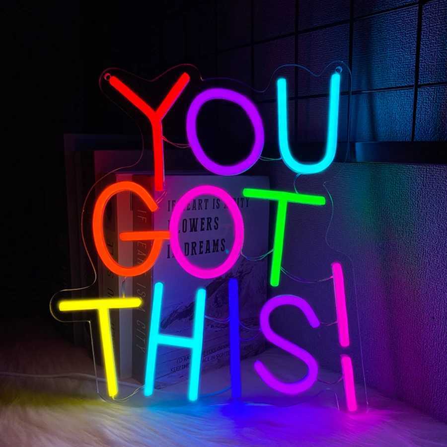 You Got This Led Neon Sign Color Letter Light Icon Used For Bedroom Library Office Bar Classroom Art Decor Easy To Hang H251201
