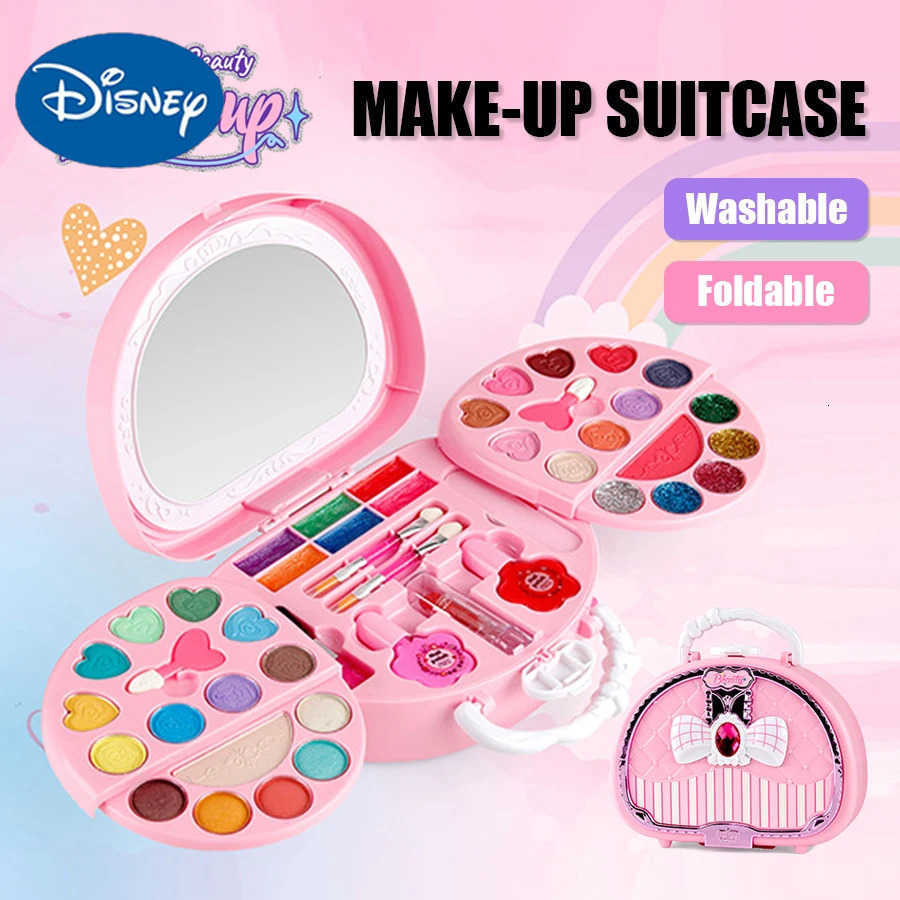Disney Kids Beauty Toys Makeup Kit little bag Washable Pretend Play Cosmetic Set Toys with Mirror Non-Toxic Safe Birthday Gifts Girl H2512021