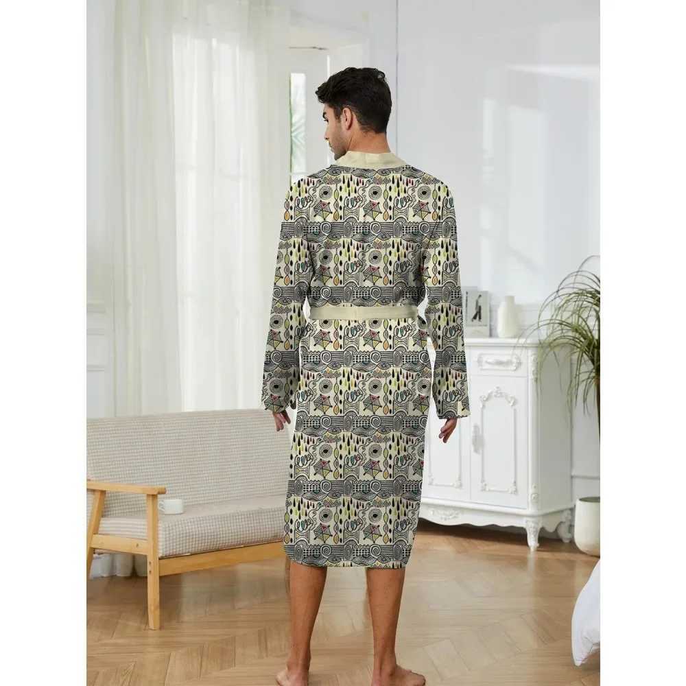 Mens Robe 2025 New 3D Pattern Printed Nightgown Suitable for Family and Skin-friendly Couple Thin Design Light Luxury Nightgown C251202