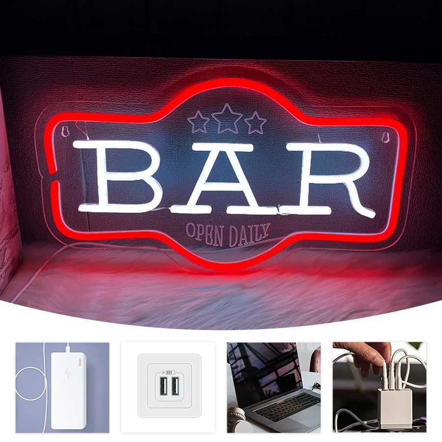 Bar Neon Sign 3D Carved Icon Bar Door Decor Usb Powered Used For Family Gatherings Holiday Parties Beer Bar Wall Lights H251201