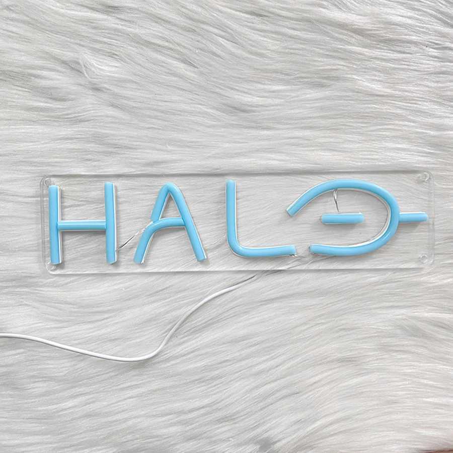 Halo Neon Sign Led Blue Letter Light Usb Powered With Switch Used For Bedroom Game Room Club Party Man Cave Wall Decor H251201