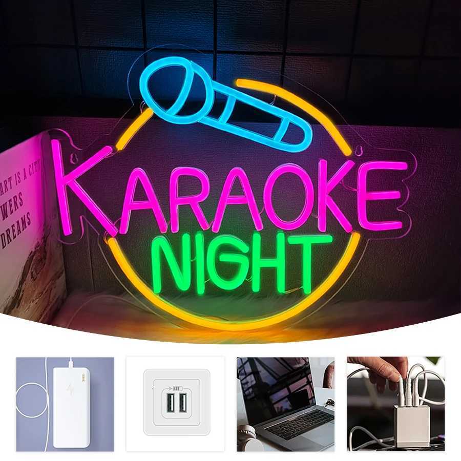 Karaoke Night Neon Sign Hand-Wheat Icon Usb Powered Used For Art Decor Of Music Studios Bar Concerts And Theme Parties H251201