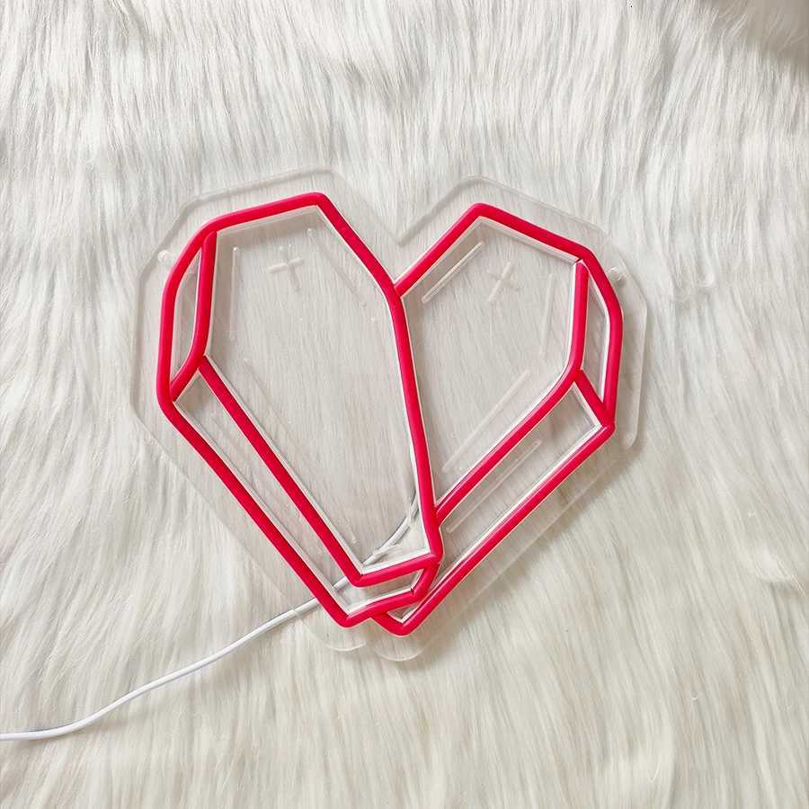 Halloween Neon Sign Red Coffin Led Luminous Icon 3D Sculpture Usb Powered Used For Room Horror Space Game Room Decor H251201